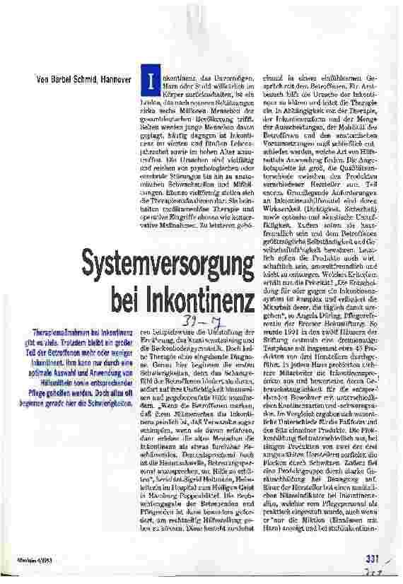 Vorschauseite 1: Systemversorgung bei Inkontinenz