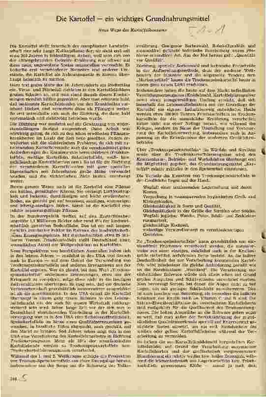 Vorschauseite 1: Die Kartoffel - ein wichtiges Grundnahrungsmittel