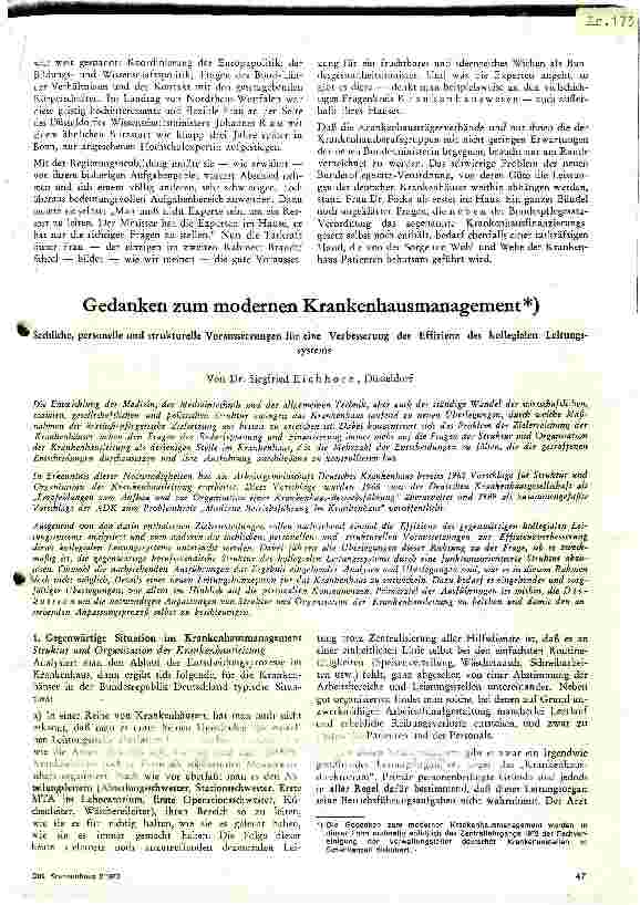 Vorschauseite 1: Gedanken zum modernen Krankenhausmanagement