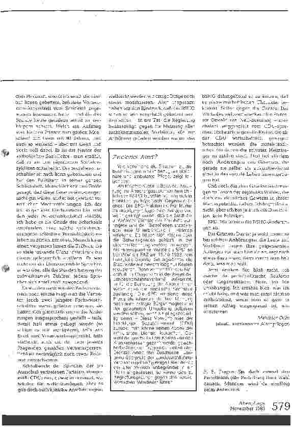 Vorschauseite 2: Geld - und sonst nichts? Eindrücke eines Altenpflegers von der Bonner Gesetzgebungsmaschinerie