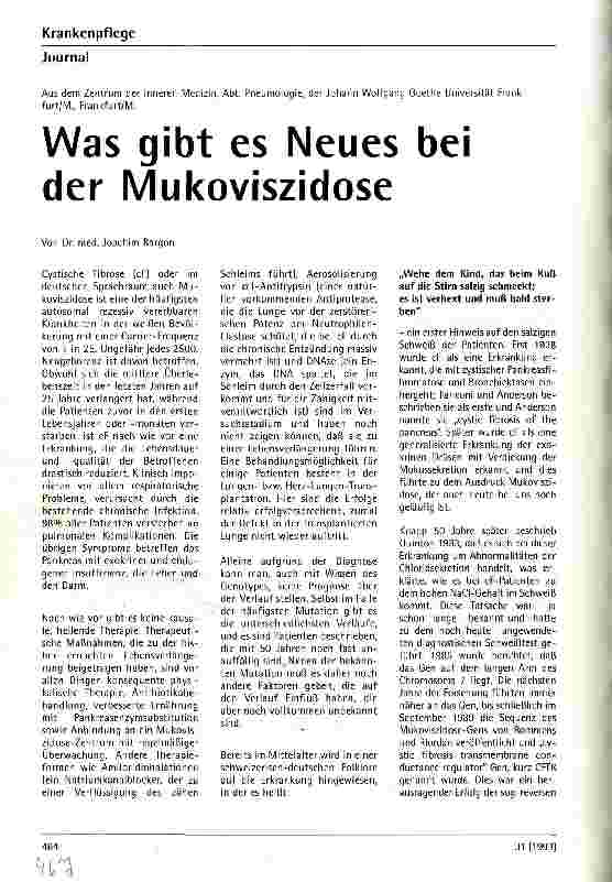 Vorschauseite 1: Was gibt es Neues bei der Mukoviszidose