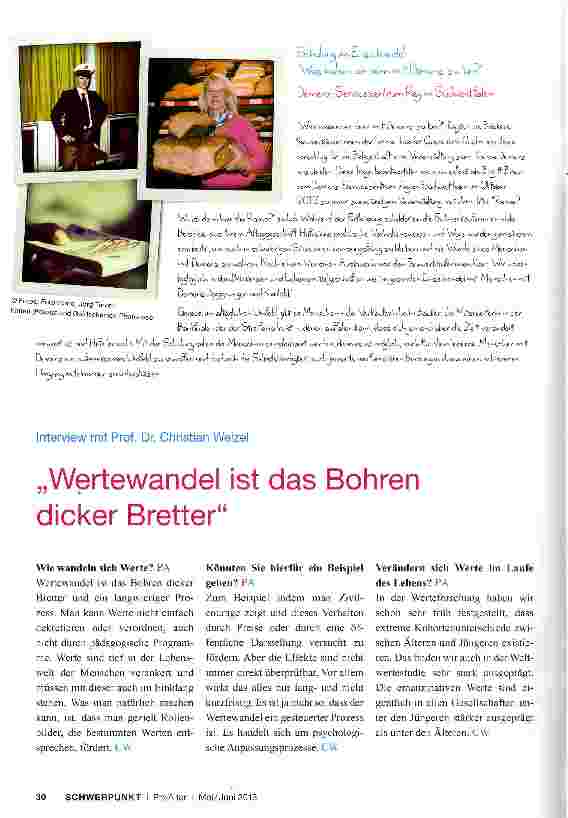 Vorschauseite 1: Wertewandel ist das Bohren dicker Bretter
