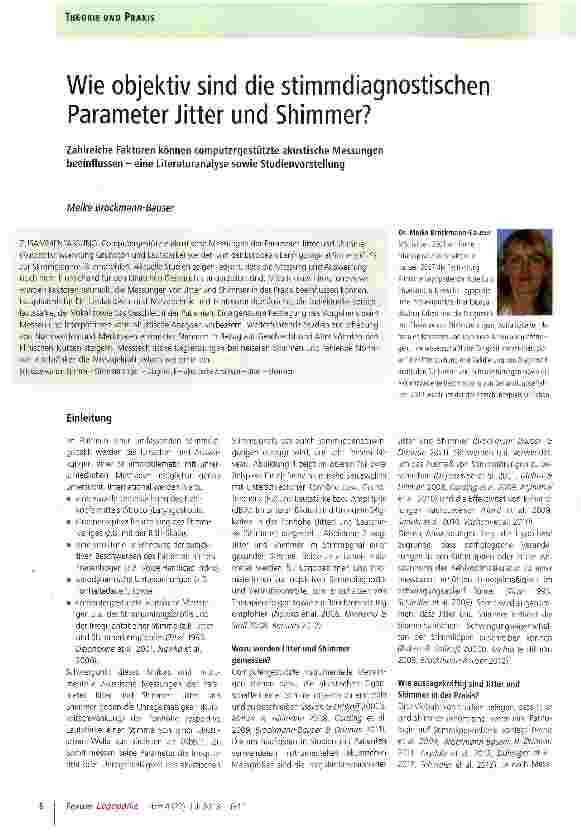 Vorschauseite 1: Wie objektiv sind die stimmdiagnostischen Parameter Jitter und Shimmer?