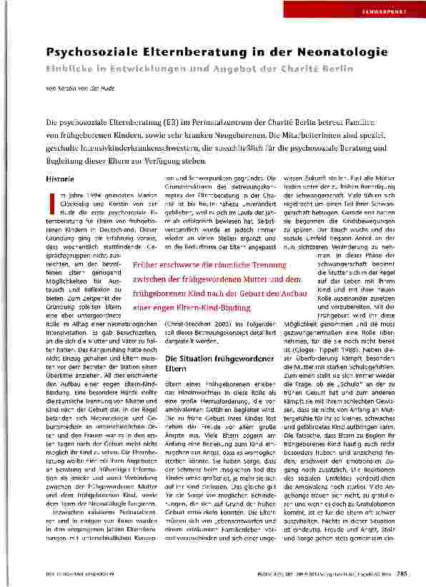 Vorschauseite 1: Psychosoziale Elternberatung in der Neonatologie