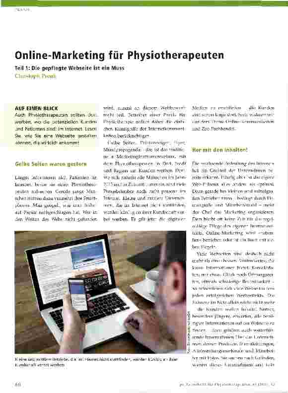 Vorschauseite 1: Online-Marketing für Physiotherapeuten Teil 1: Die gepflegte Webseite ist ein Muss