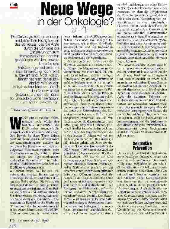 Vorschauseite 1: Neue Wege in der Onkologie?