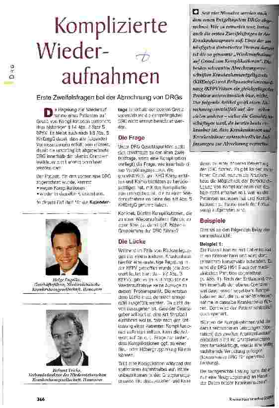 Vorschauseite 1: Komplizierte Wiederaufnahmen Erste Zweifelsfragen bei der Abrechnung von DRGs