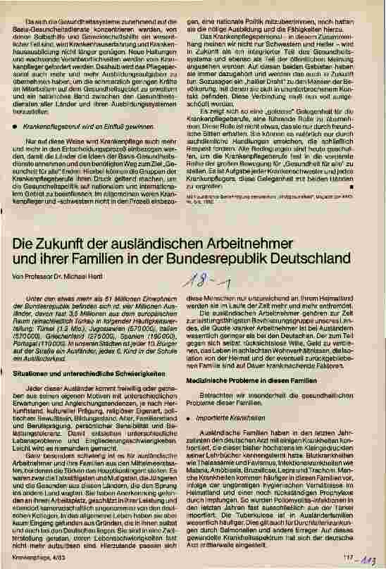 Vorschauseite 1: Die Zukunft der ausländischen Arbeitnehmer und ihrer Familien in der Bundesrepublik Deutschland
