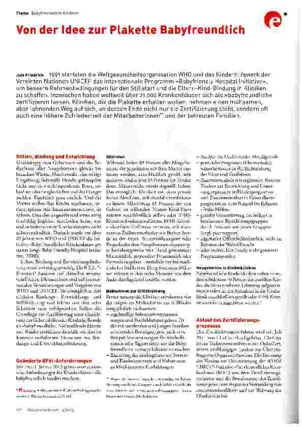 Vorschauseite 1: Von der Idee zur Plakette Babyfreundlich