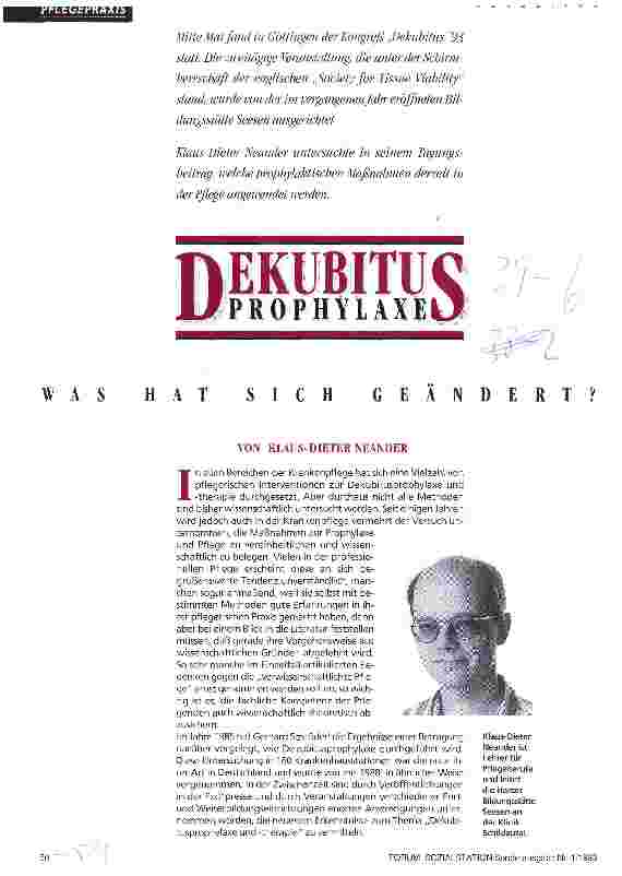 Vorschauseite 1: Dekubitusprophylaxe Was hat sich geändert?
