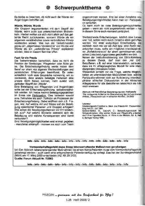 Vorschauseite 3: Therapieabbruch im interdisziplinären Gespräch: Würde, Würde, Würde