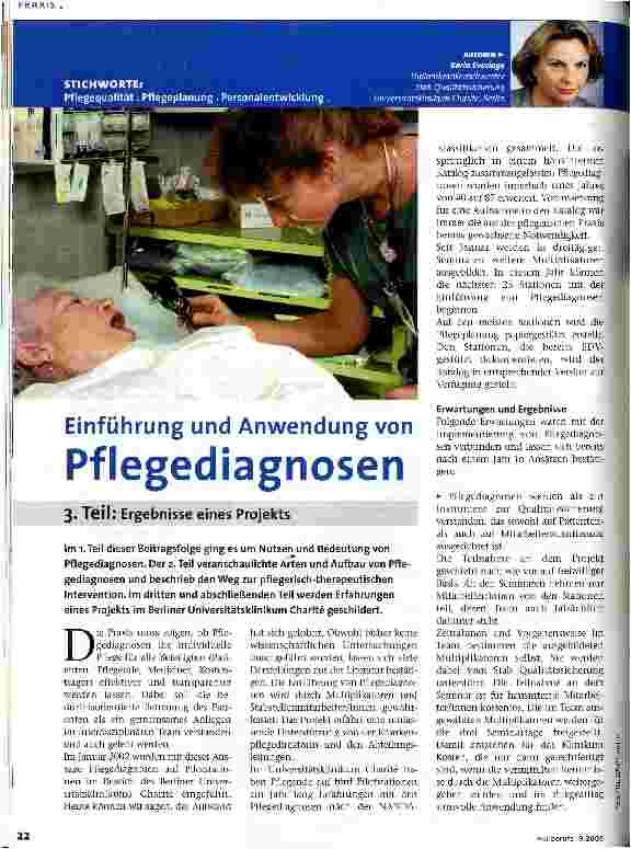 Vorschauseite 1: Einführung und Anwendung von Pflegediagnosen 3. Teil: Ergebnisse eines Projekts