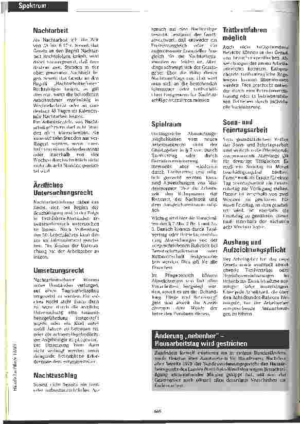 Vorschauseite 2: Neues Gesetz zur Arbeitszeitregelung Ausnahmeund Übergangsvorschriften für den Pflegebereich beachten