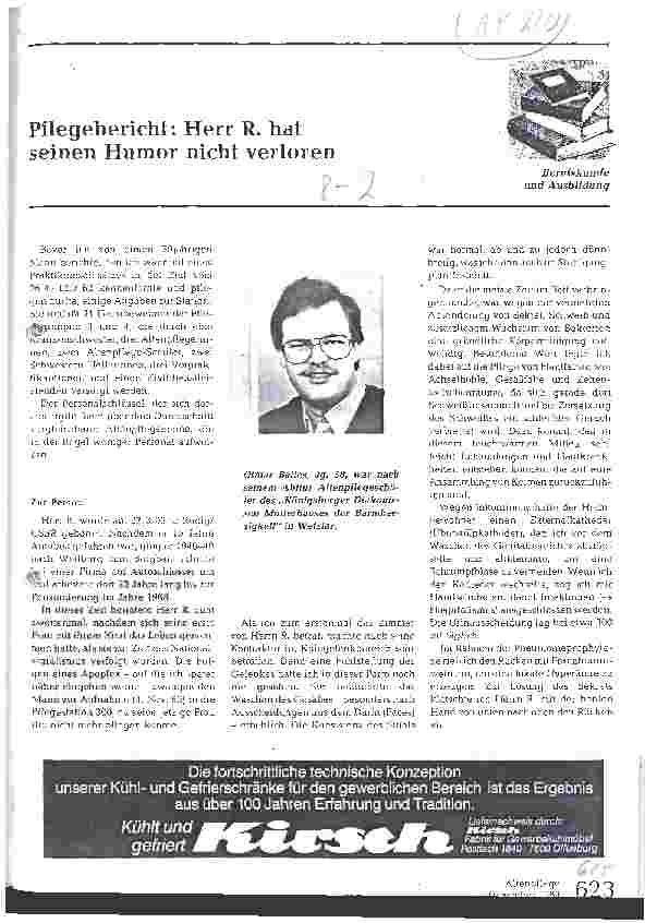 Vorschauseite 1: Pflegebericht: Herr R. hat seinen Humor nicht verloren