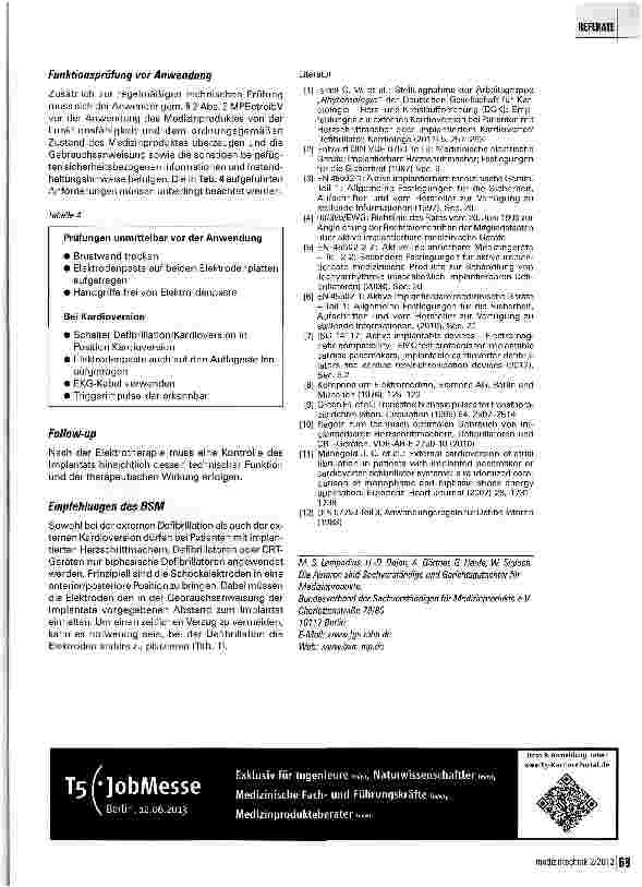 Vorschauseite 5: Empfehlungen zur Defibrillation und Kardioversion bei Patienten mit implantiertem Herzschrittmacher, Defibrillator oder CRT-Gerät