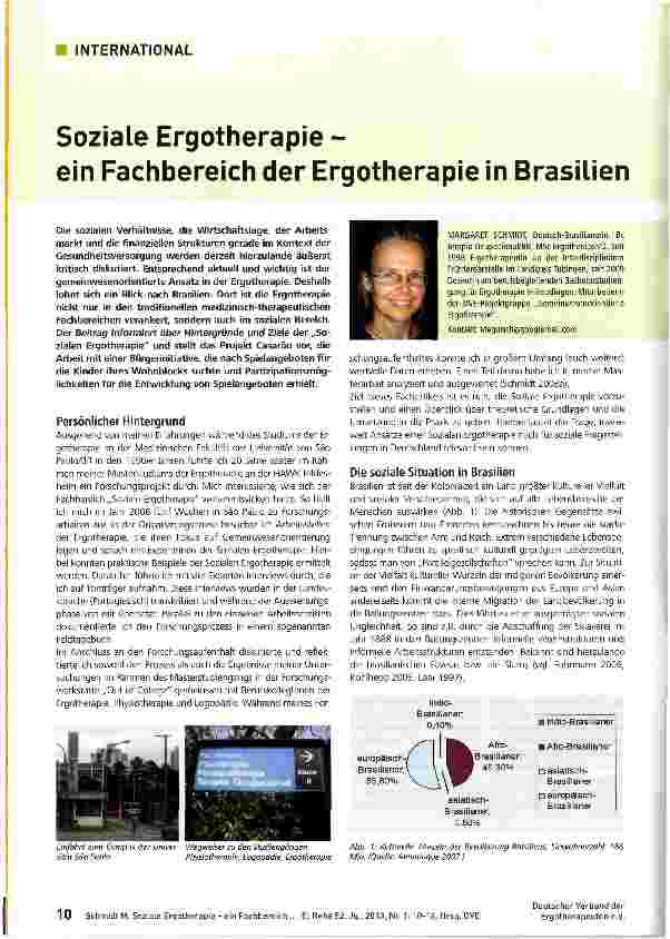 Vorschauseite 1: Soziale Ergotherapie -ein Fachbereich der Ergotherapie in Brasilien