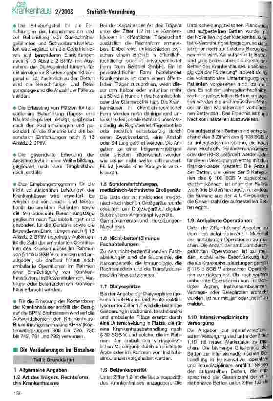 Vorschauseite 2: Novellierung der Krankenhausstatistik-Verordnung