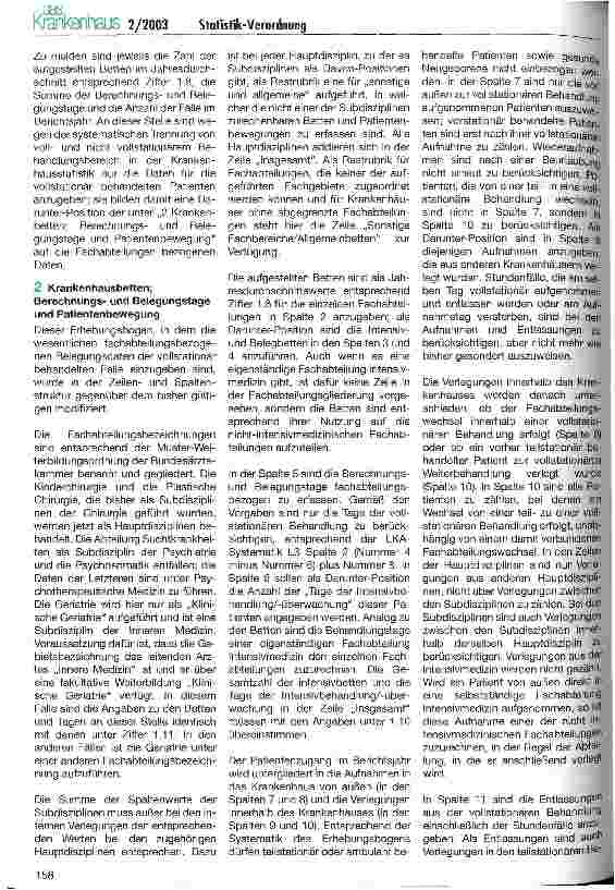 Vorschauseite 4: Novellierung der Krankenhausstatistik-Verordnung