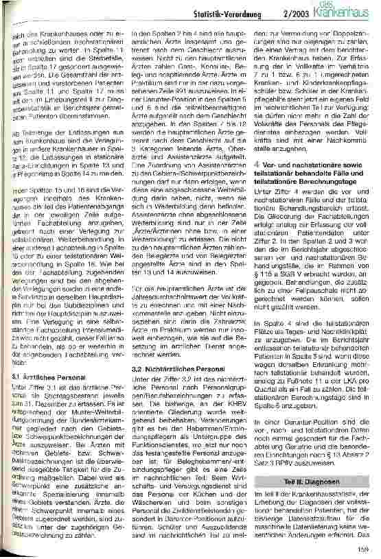 Vorschauseite 5: Novellierung der Krankenhausstatistik-Verordnung