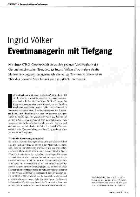 Vorschauseite 1: Ingrid Völker Eventmanagerin mit Tiefgang
