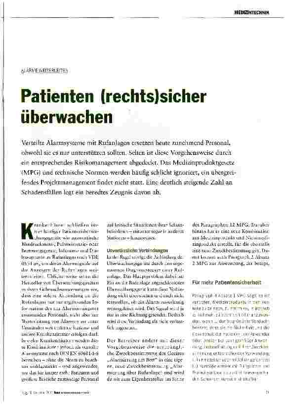 Vorschauseite 1: Patienten (rechts)sicher überwachen