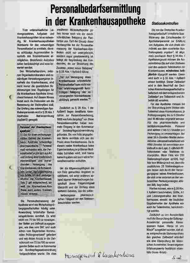 Vorschauseite 1: Personalbedarfsermittlung in der Krankenhausapotheke Teil 1
