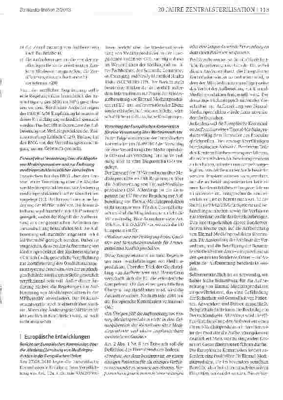 Vorschauseite 3: Der rechtliche Rahmen für die Aufbereitung von Medizinprodukten: gestern - heute - morgen