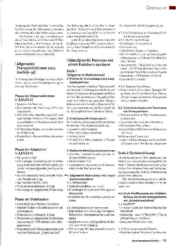 Vorschauseite 2: Praktische Aspekte des Kurzdarmsyndroms - ein Vorschlag zum Management der Flüssigkeitszufuhr und der Ernährung