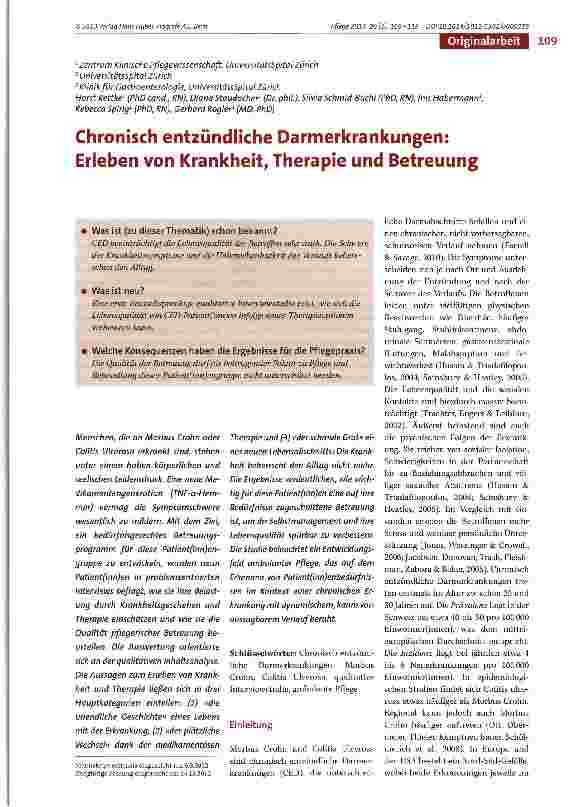 Vorschauseite 1: Chronisch entzündliche Darmerkrankungen: Erleben von Krankheit, Therapie und Betreuung