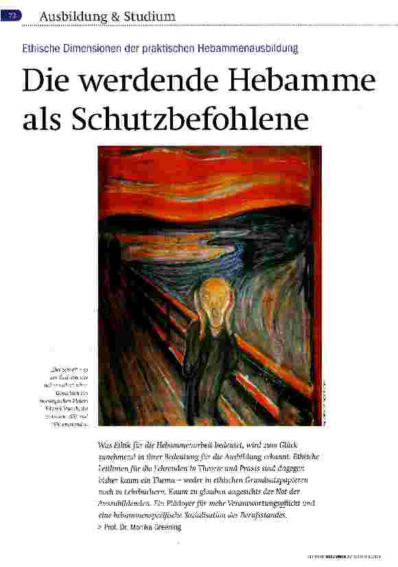 Vorschauseite 1: Die werdende Hebamme als Schutzbefohlene