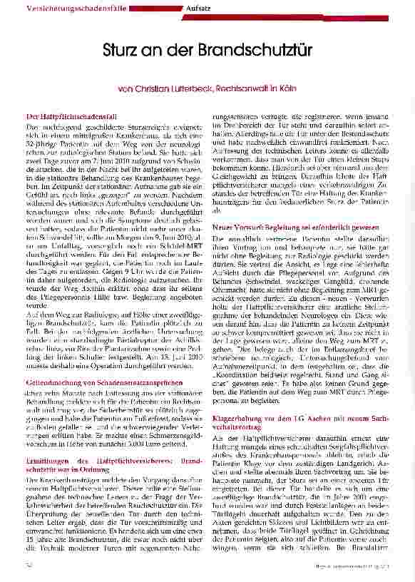 Vorschauseite 1: Sturz an der Brandschutztür