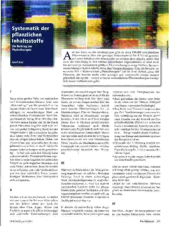 Vorschauseite 1: Systematik der pflanzlichen Inhaltstoffe