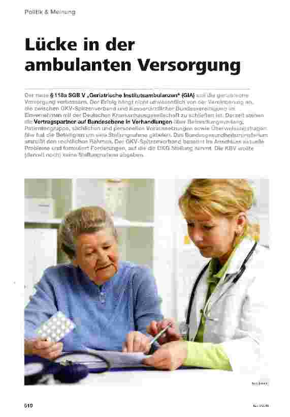 Vorschauseite 1: Lücke in der ambulanten Versorgung