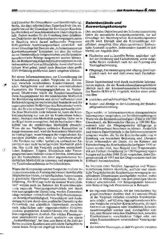 Vorschauseite 2: informationssystem Krankenhauswesen der Freien u. Hansestadt Hamburg Zur Entscheidungsfindung über eine bedarfsgerechte Krankenhausstruktur