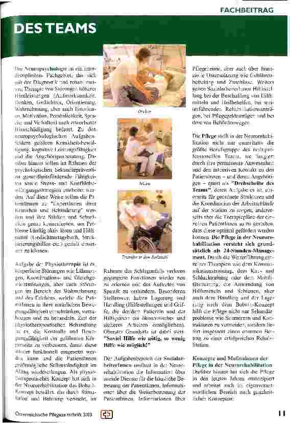 Vorschauseite 3: Neurorehabilitation Die Pflege als Drehscheibe in einem multiprofessionellen Handlungsfeld unter dem Motto Hilfe zur Selbsthilfe