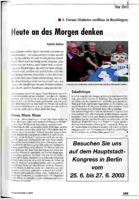 Vorschauseite 1: Heute an das Morgen denken