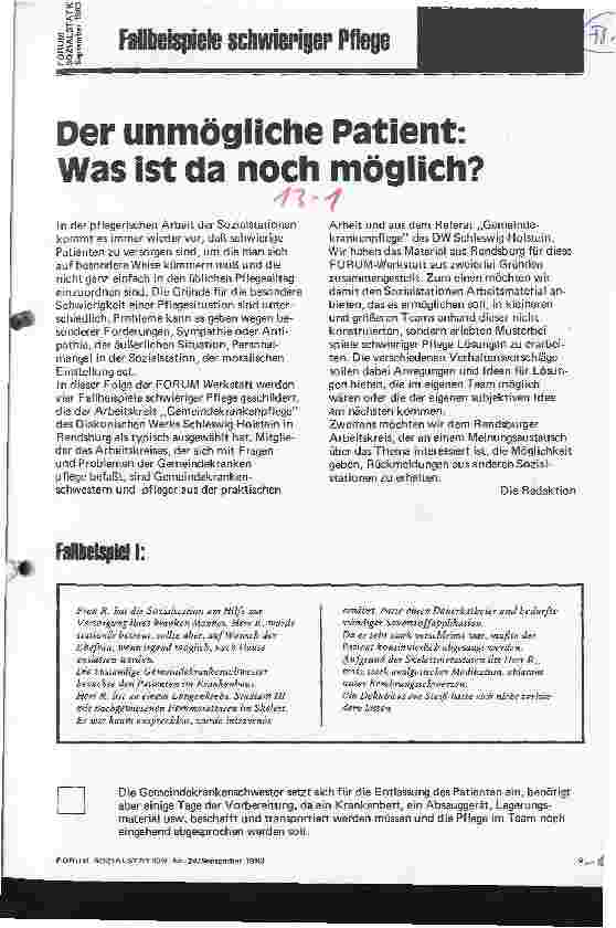 Vorschauseite 1: Der unmögliche Patient: Was ist da noch möglich?