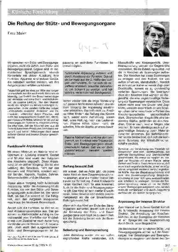 Vorschauseite 1: Die Reifung der Stützund Bewegungsorgane