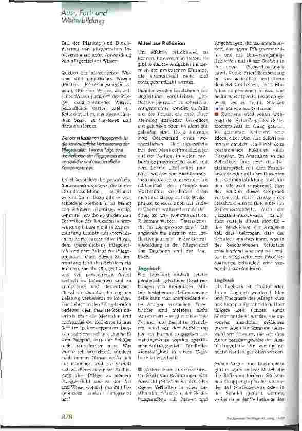 Vorschauseite 3: Pflegeausbildung: Neue Möglichkeiten nutzen Teil 3: Reflexion als berufsbildendes Konzept