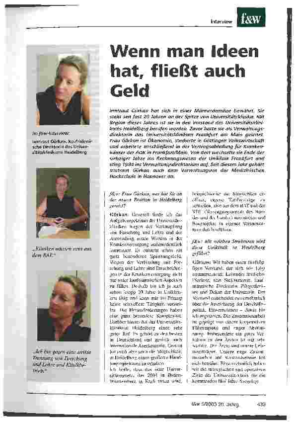 Vorschauseite 1: Wenn man Ideen hat, fließt auch Geld