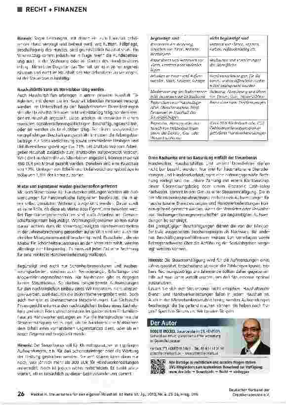 Vorschauseite 2: Steuerbonus für den eigenen Haushalt