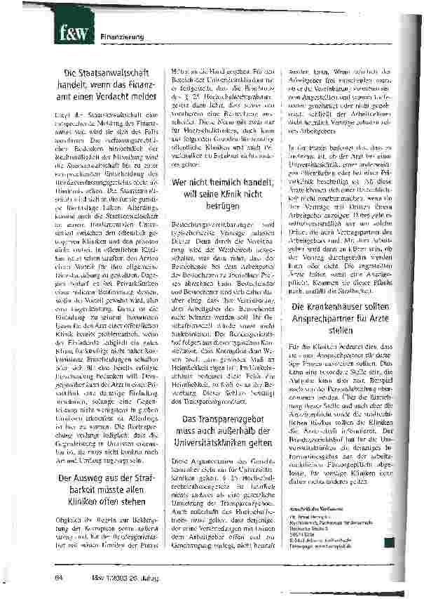Vorschauseite 3: Wenn die Industrie mit Drittmitteln der Forschung hilft Eine Handlungsanweisung für Ärzte, das Minenfeld des Korruptionsverdachtes zu vermeiden