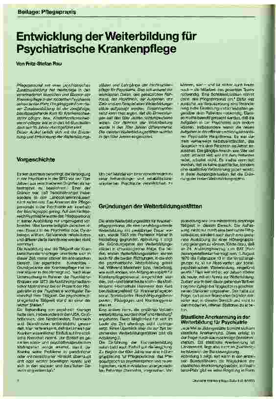 Vorschauseite 1: Entwicklung der Weiterbildung für Psychiatrische Krankenpflege