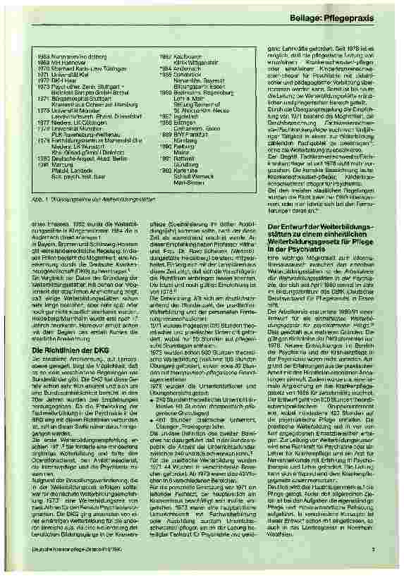 Vorschauseite 2: Entwicklung der Weiterbildung für Psychiatrische Krankenpflege