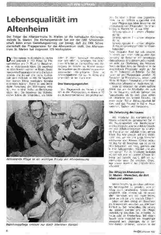 Vorschauseite 1: Lebensqualität im Altenheim Altenzentrum St. Marien