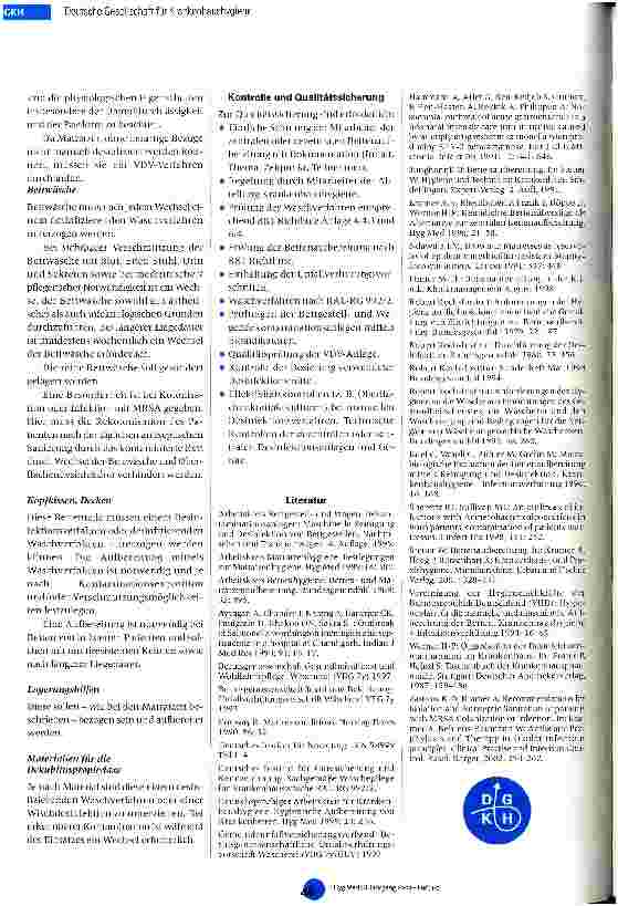 Vorschauseite 3: Leitlinie: Anforderungen an die Bettenhygiene (IB) - Mitteilungen der DGKH Stand: Dezember 2002