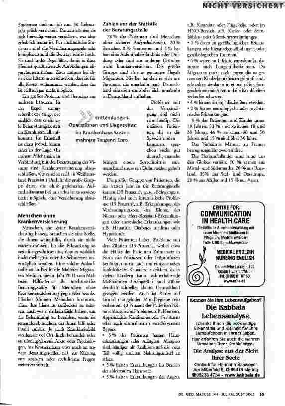Vorschauseite 2: Krank und nicht versichert Die Arbeit der Malteser Migranten Medizin