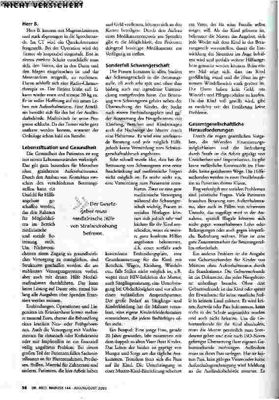 Vorschauseite 3: Krank und nicht versichert Die Arbeit der Malteser Migranten Medizin