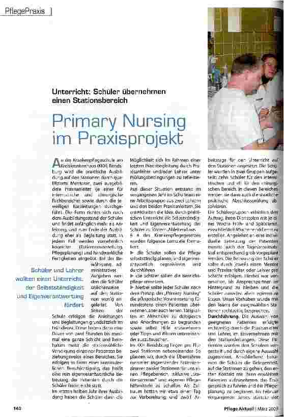 Vorschauseite 1: Primary Nursing im Pranxisprojekt