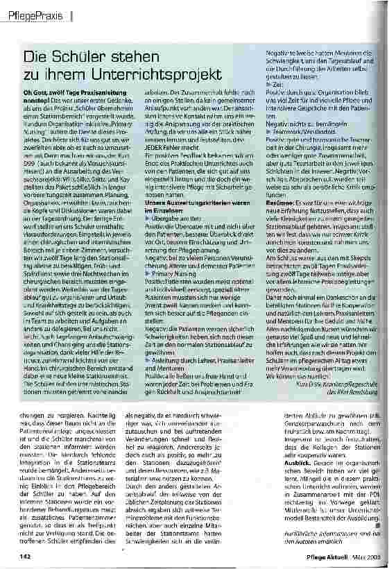 Vorschauseite 3: Primary Nursing im Pranxisprojekt